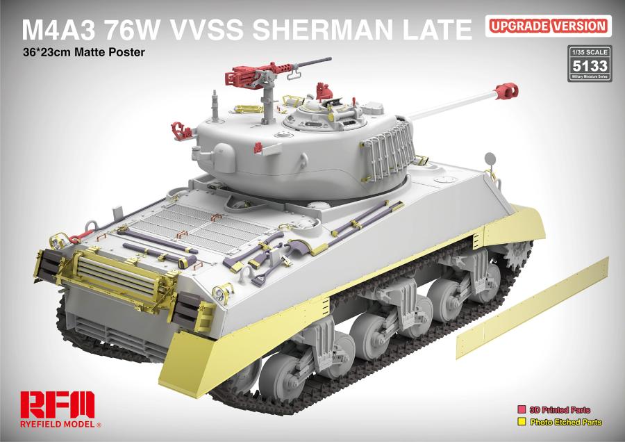 Ryefield 1/35 M4A3 76W VVSS Sherman Late Upgrade Version