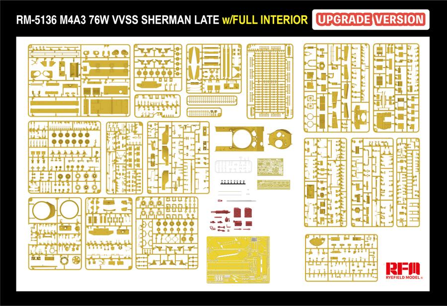 Ryefield 1/35 M4A3 76W VVSS Sherman Late Upgrade Version Full Interior