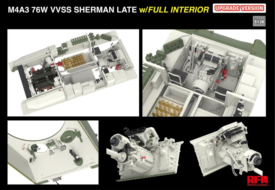 Ryefield 1/35 M4A3 76W VVSS Sherman Late Upgrade Version Full Interior