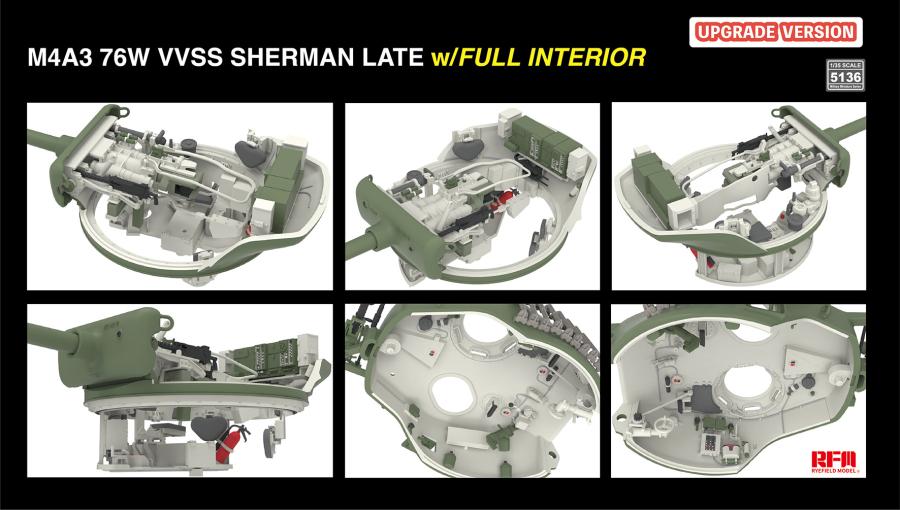 Ryefield 1/35 M4A3 76W VVSS Sherman Late Upgrade Version Full Interior
