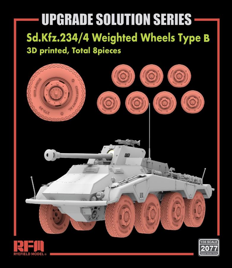 Ryefield 1/35 Sd.Kfz.234/4 3D Printed Wheels Type B (8 pcs)