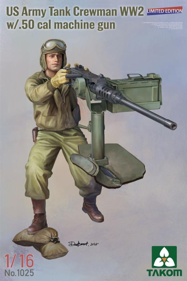 Takom 1/16 US Army Tank Crewman WW2 w/ .50 cal Machine Gun