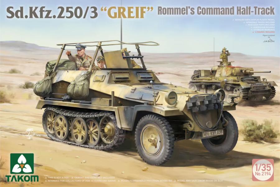 Takom 1/35 Sd.Kfz. 250 BOX: 250/1 + 250/3 GREIF + 1/16 Erwin Rommel