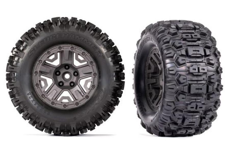 Traxxas Tires & Wheels Sledgehammer/ Charcoal Gray 2.8 4WD TSM (2) TRX9072-GRAY