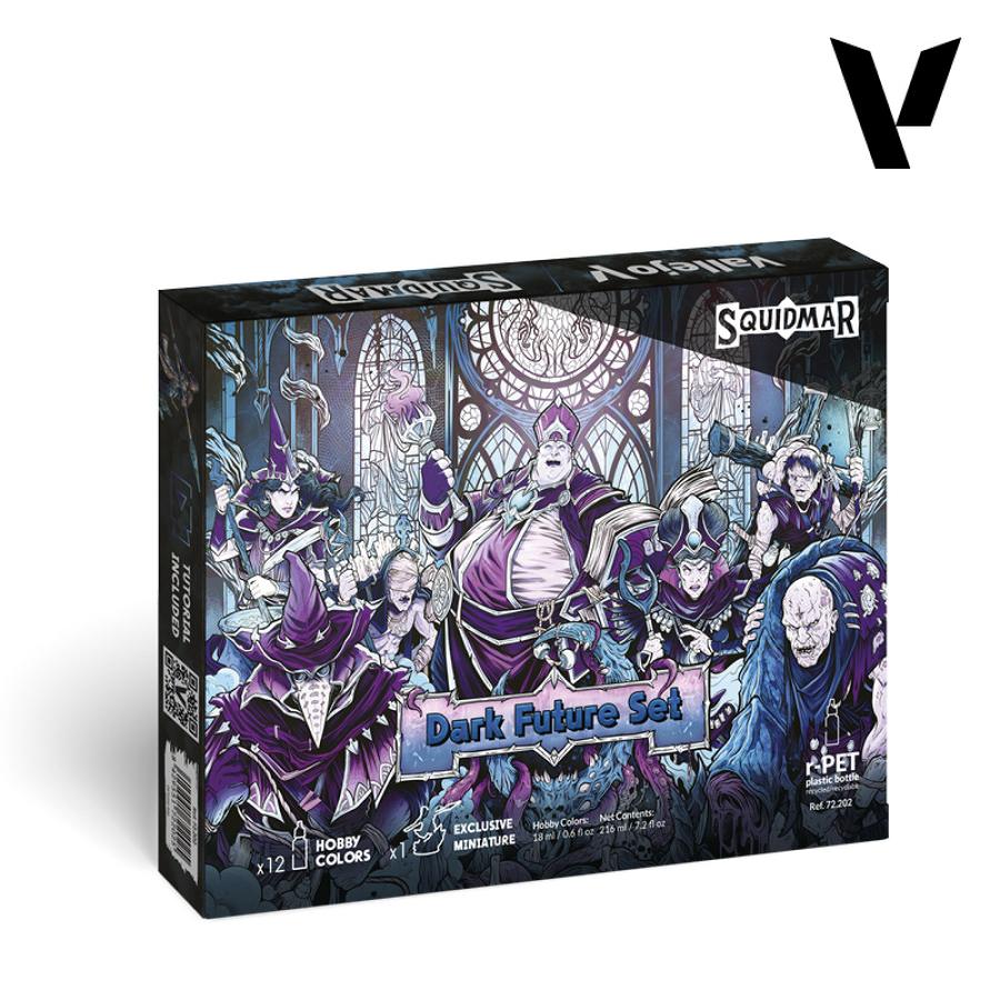 Vallejo Dark Future paint set (12 maalia) + figuuri