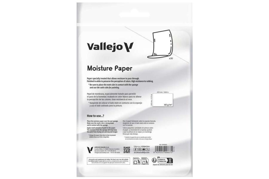 Vallejo Moisture paper 60g 225x145mm, 30 sheets