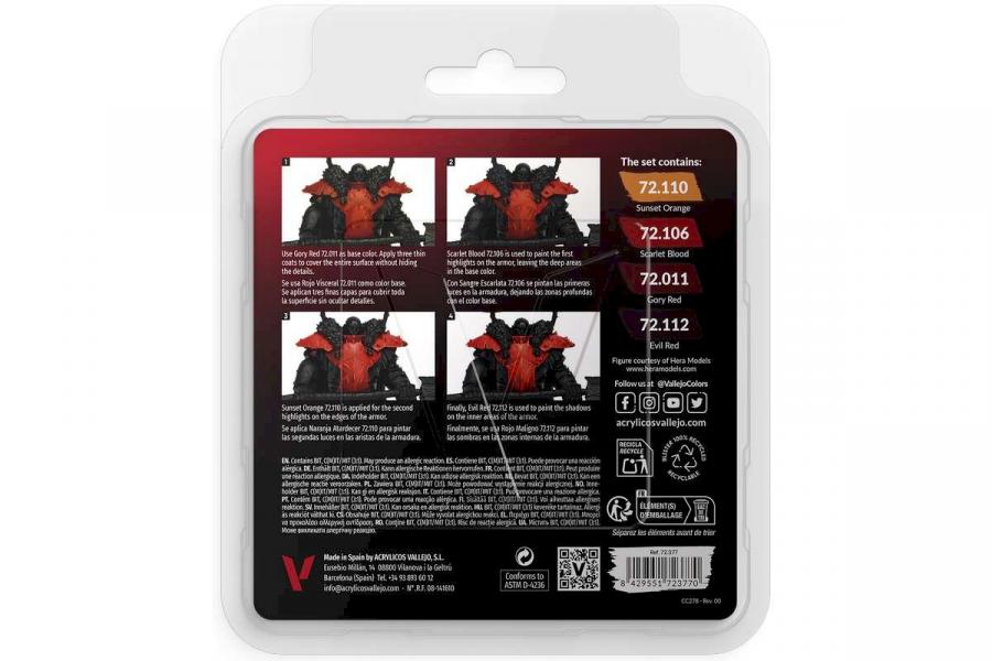 Vallejo Game Color, red color set 4x18ml maalisetti